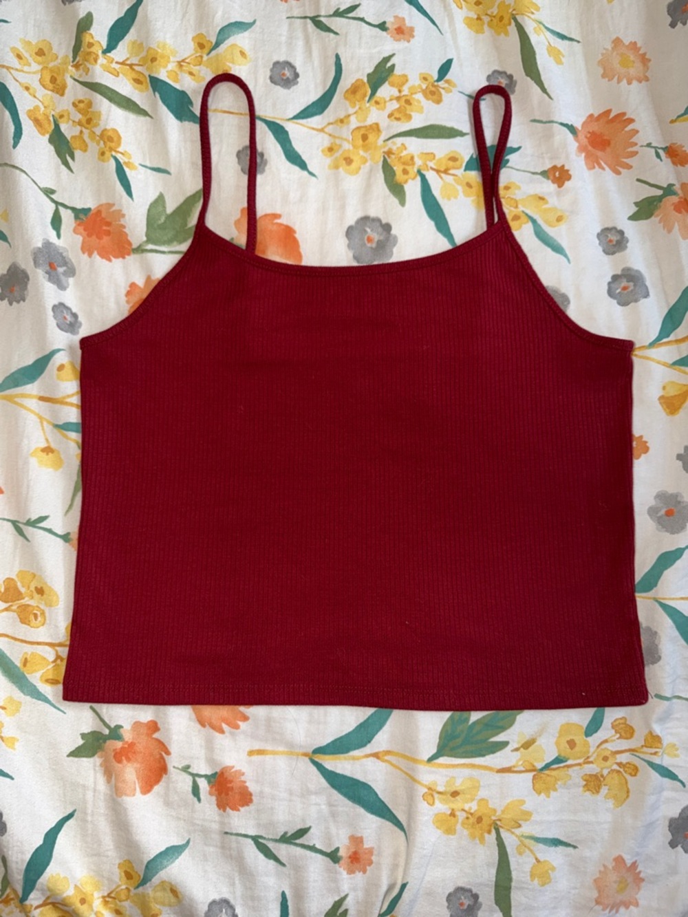 American Eagle Outfitters Ribbed Spaghetti Strap Tank - Maroon